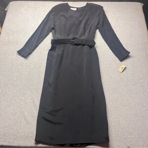 Vintage Talbots Women's Sheath Dress 100% Silk Belted Shoulder Pads 90s NOS 8P